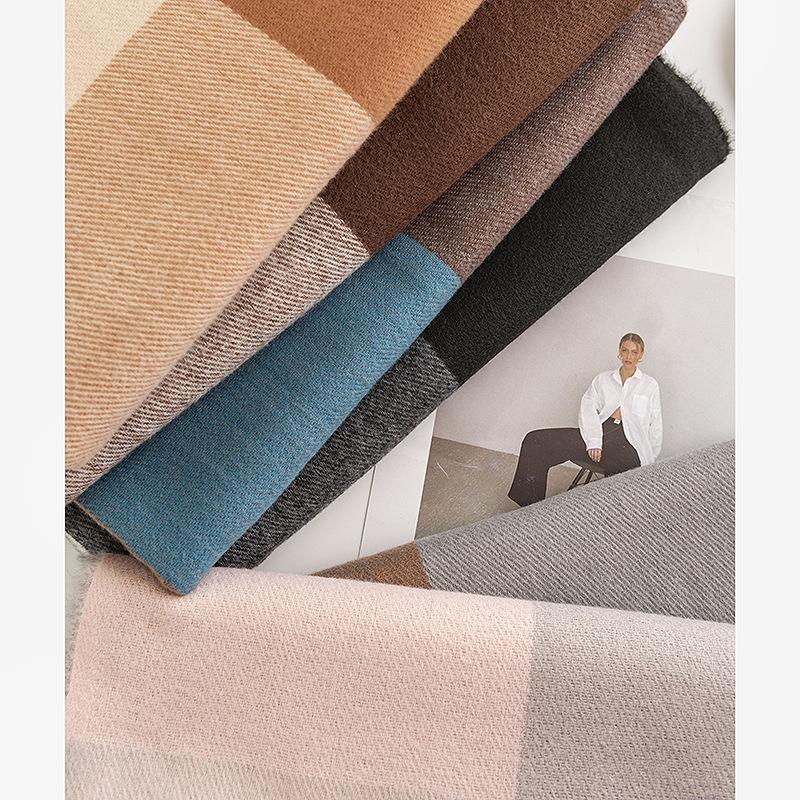 Elegant Temperament Scarf for Women Fashionable Commuter Imitation Cashmere Scarf Plaid Warm Shawl Neck Protector Cold Protection Scarf