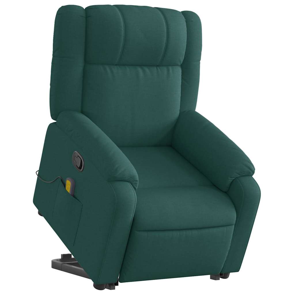 Vidaxl Lift Recliner Massage Chair, Reclining, Dark Green, Fabric