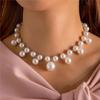 Jewelry, French Light Luxury Irregular Imitation Pearl Necklace, Simple High-end Beaded Collarbone Chain Necklace Jewelry for Women
