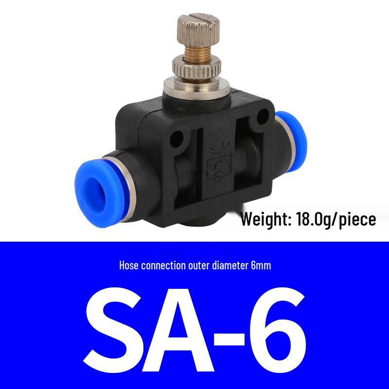 Pneumatic Quick Connector Throttle Valve, Speed Control & Flow Adjustment Valve SA4 6 8 10 12.