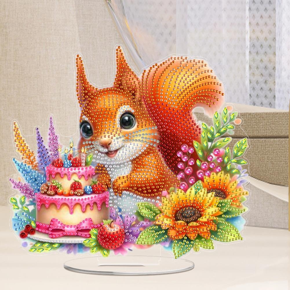 Acrylic Special Shaped Animals Farm Diamond Painting Tabletop Ornaments Kit 5D DIY Diamond Art Tabletop Decor for Desktop Decor