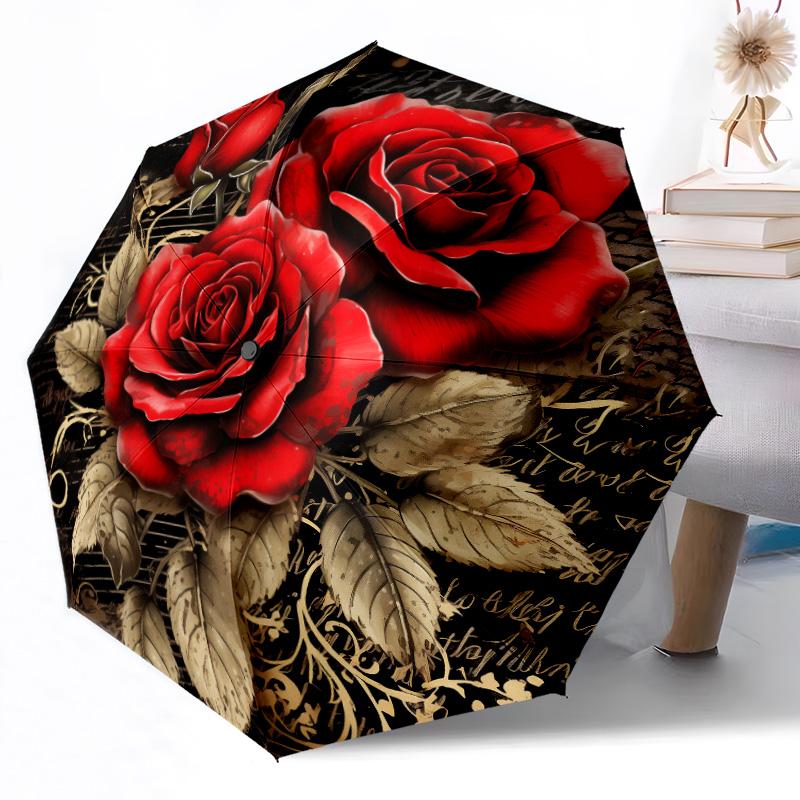 

Beautiful flowers Outdoor Automatic Umbrella Compact 8-Rib Lightweight Foldable Design Durable Everyday Carry Umbrella Vibrant Pattern Umbrella