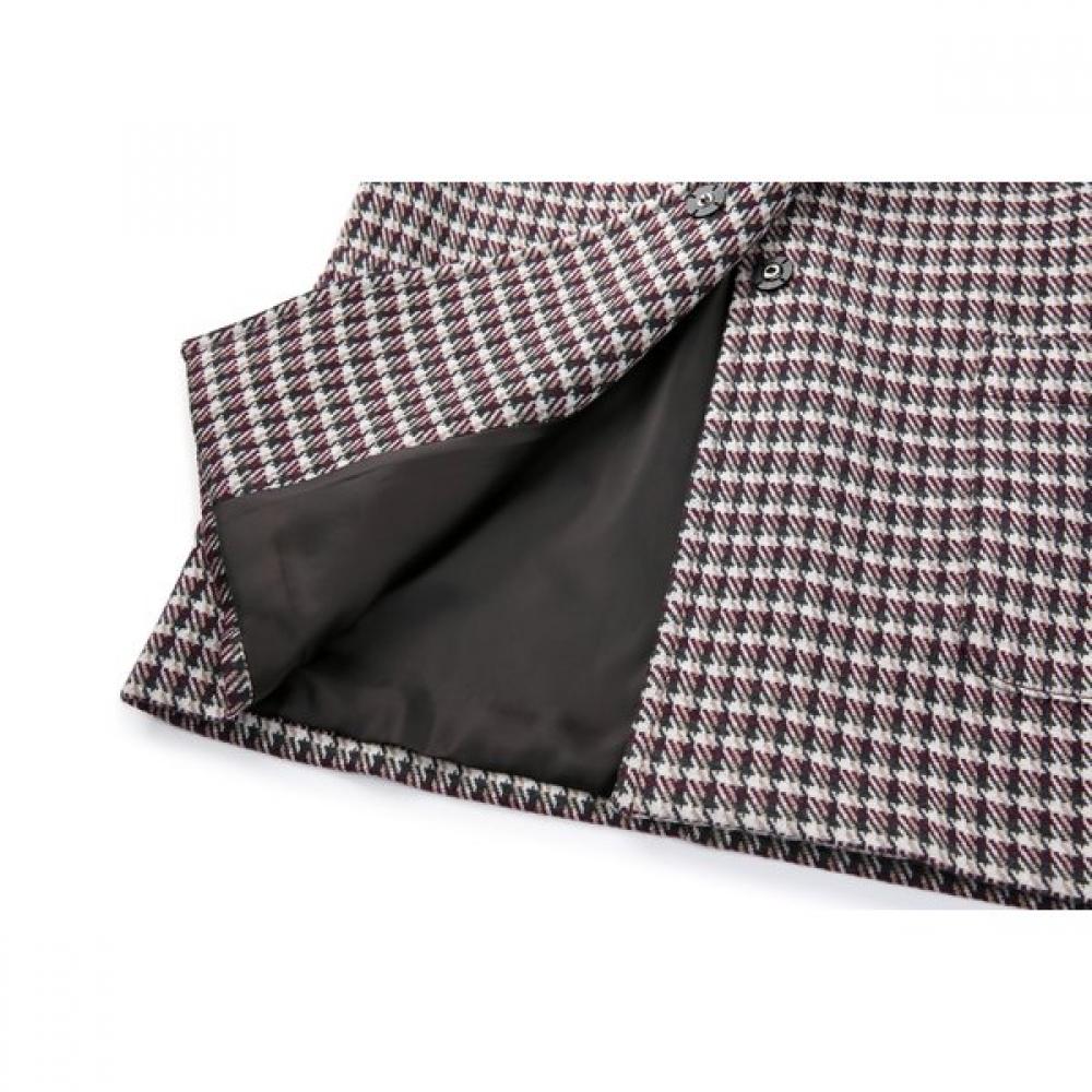 Furina Wool Check Jacket   Wide Tailored Collar