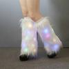 1 paar Frauen Herbst Winter LED Licht Pelzigen Beinlinge Imitation Pelz Stiefel Plüsch Elastische Bein Socken Mode Zubehör