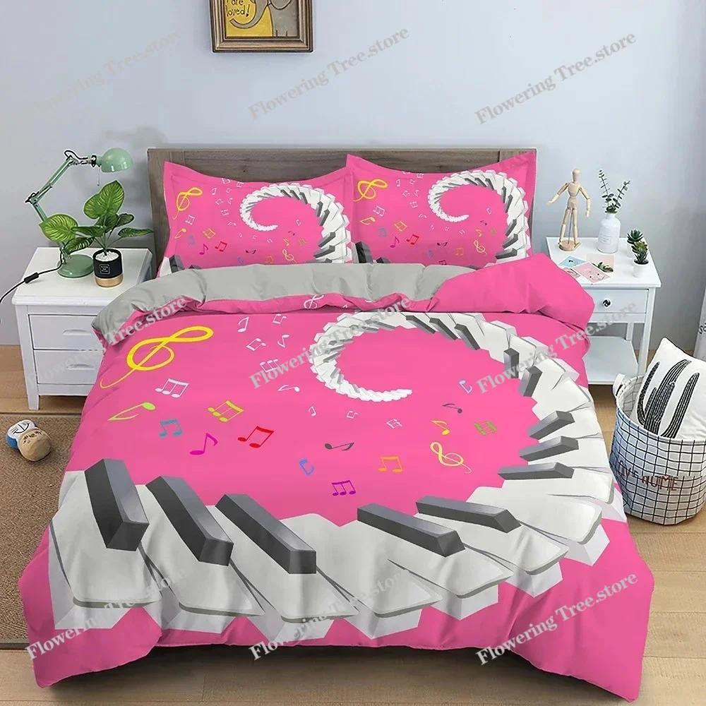 Music Pattern Bedding Set Piano Key Duvet Cover Set Luxury King Full Quilt Cover For Bedroom With Pillowcase Bedclothes