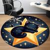 1pc Starry Night Cat Office Round Area Rug, Under Office Chairs Bedroom Living Room Home Decor, Room Deco