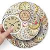 50PCS Waterproof Retro Clock Stickers: Vintage Creative Designs for Scrapbooks, Cards, and Water Bottles