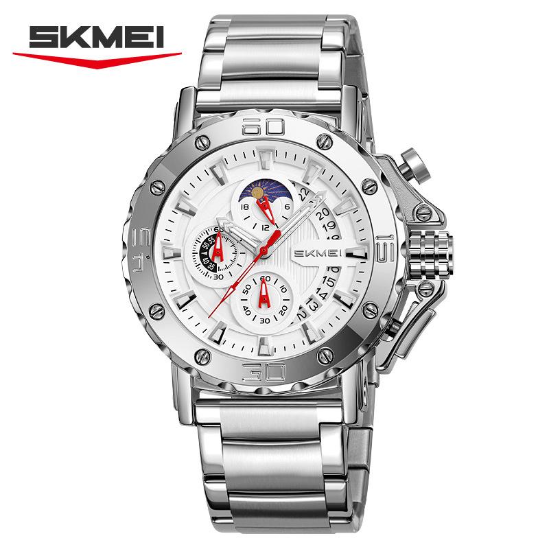 Skmei Watch for Men Top Brand Luxury Big Dial Stainless Steel Waterproof Chronograph Wristwatches with Date