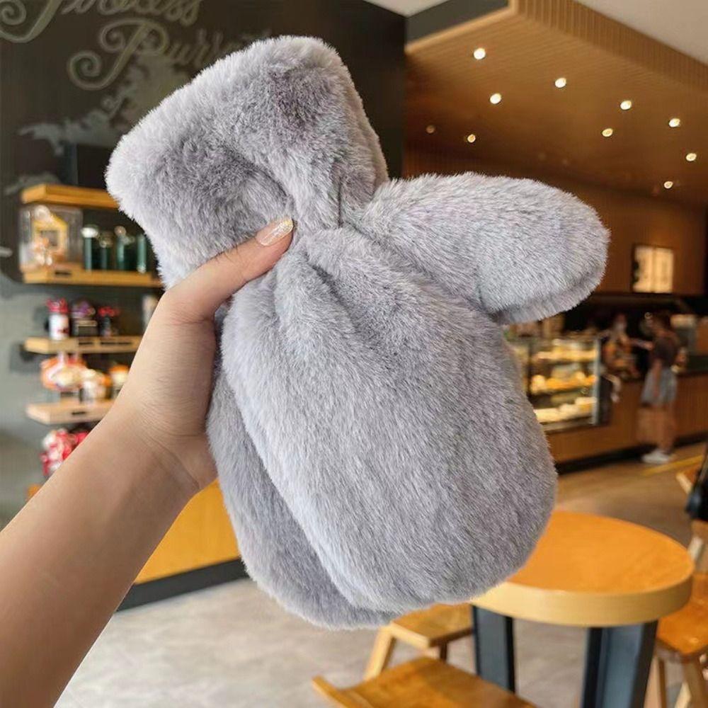 Fluffy Winter Gloves Velvet Mitten Cute Plush Gloves  Women