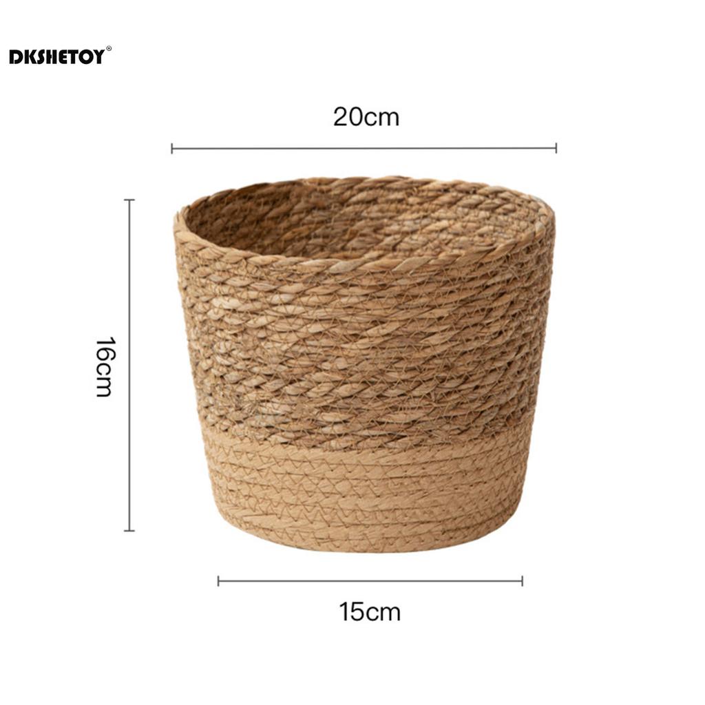 Natural seaweed woven flowerpot Vintage Style Flower Basket Large Capacity Straw Woven Planter for Family Friend Neighbor Gift