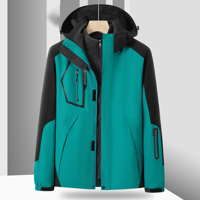 Skijacken 3-in-1-Skijacke für Herren, warm, für den Winter, mit Kapuze, winddicht, wasserdicht, verschleißfest, für den Außenbereich, zum Wandern, Klettern
