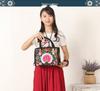 Ethnic Embroidered Drum-Shape Tote & Crossbody Canvas Bag