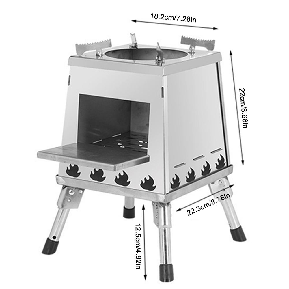 Mini Compact Folding Wood Stove Height Adjustable Portable Fire Wood Stove Stainless Steel Fire Wood Stove for Outdoor Camping