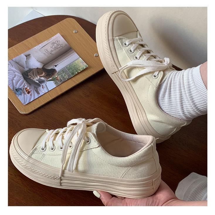 New thick-soled heightening espadrilles Japanese casual versatile little white shoes women's board shoes 2025 summer new trend