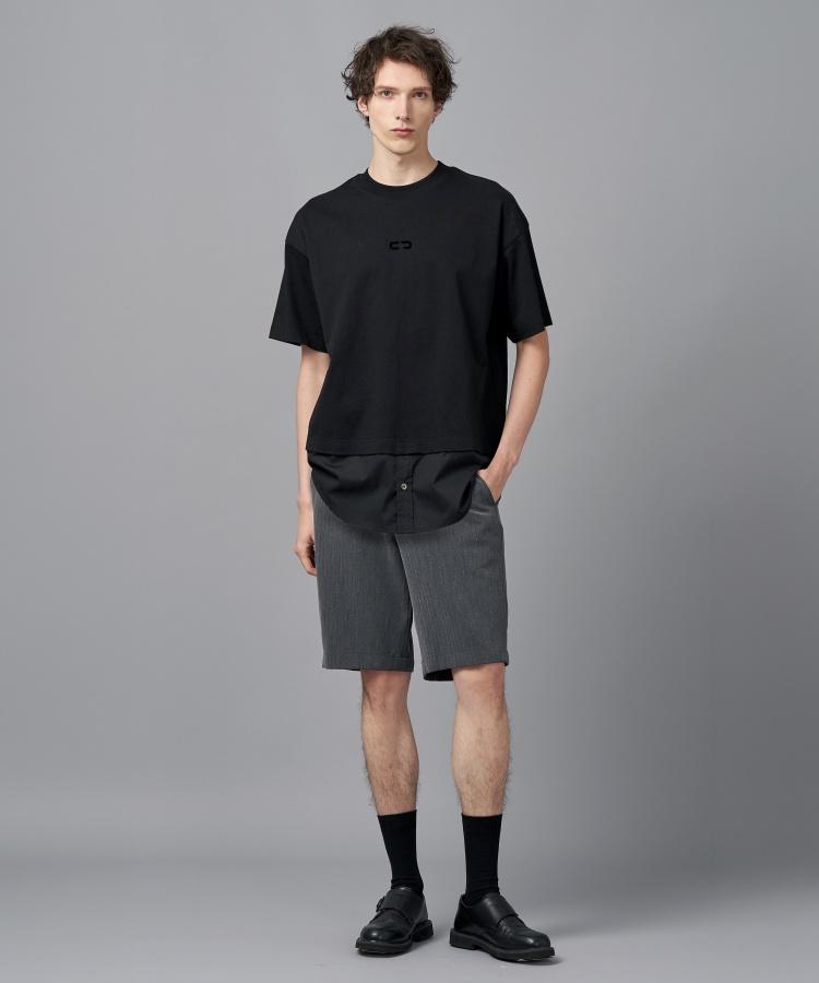 COMSPACE1980 Overside Shirt Variation Layered T-Shirt_Black