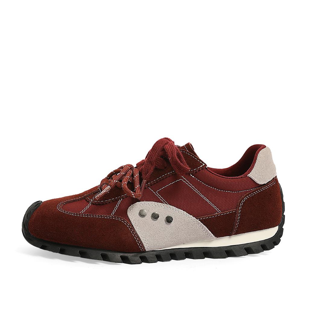 Retro Color Matching German Training Shoes Women'S Autumn New Lace-Up Soft Sole Breathable Casual Sports Shoes Versatile Trendy Shoes