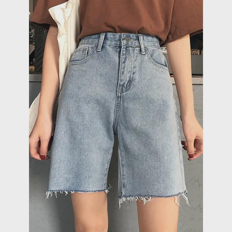 2024 Korean High-Waist Slimming Loose Straight-Leg Denim Shorts for Women