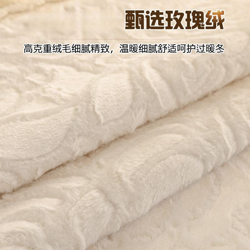 3D Rose Velvet Sofa Cushion Winter Thick Anti Slip Sofa Cover Towel Light Luxury One-piece Splicing Tassels Modular Sofa Cover