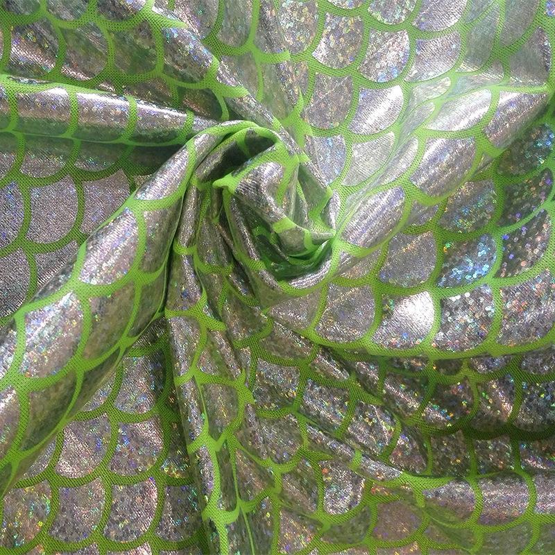 Colorful Laser Fish Scale Pattern Fabric Mermaid Gold Embossing for DIY Toy Decor Stage Performance Costume Fabric