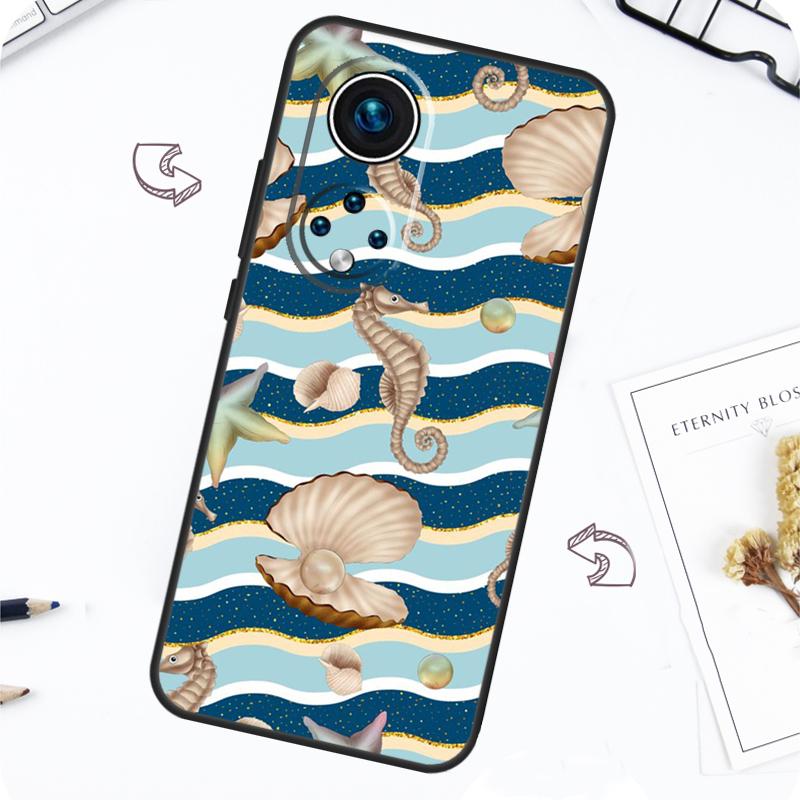 Coque à motif Étoile de mer Hippocampe Pour Honor Magic 7 5 6 Lite Honor 200 Pro X8b X9a X8a X8 X9 X9c X9b 50 70 90 Lite Housse