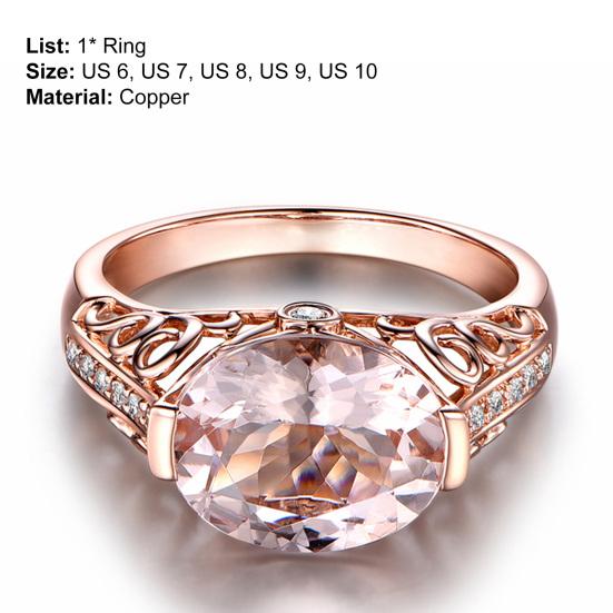 Women Ring Faux Morganite Hollow Out Jewelry Electroplating Long Lasting Finger Ring