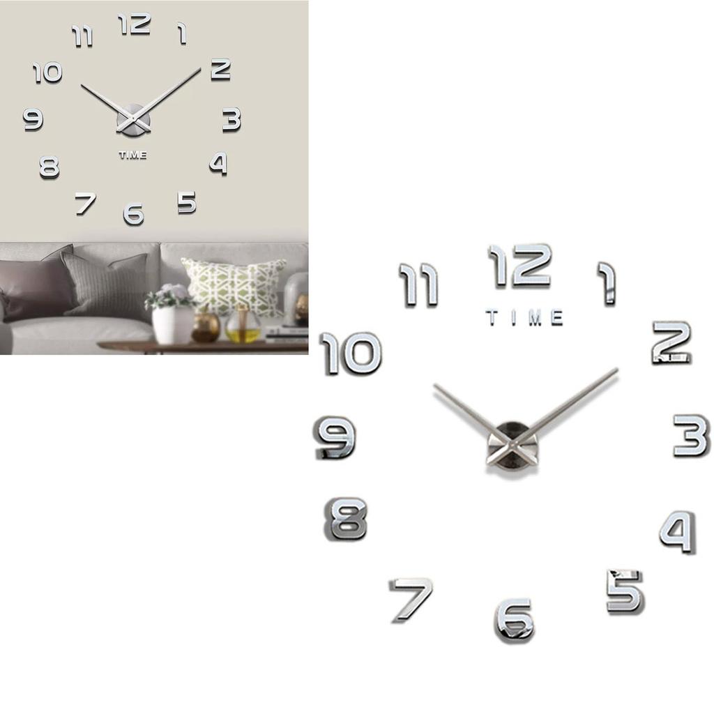 3D Number Large Wall Clock Silent Simple Fashionable Decorative Numeral Wall Clock for Living Room