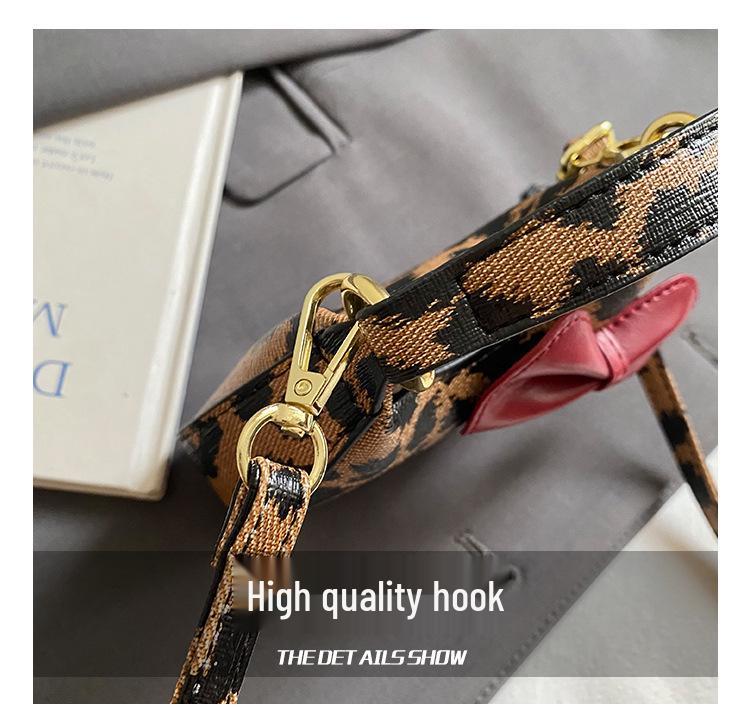 Girls' Leopard Print Mini Bow Handbag: Autumn/Winter Crossbody Shoulder Bag