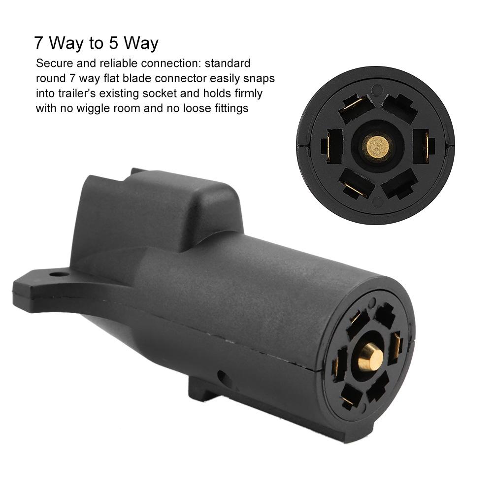 7 Way To 5 Way Flat Blade Trailer Towbar Towing Socket Plug Adapter Connector 12V US Plug