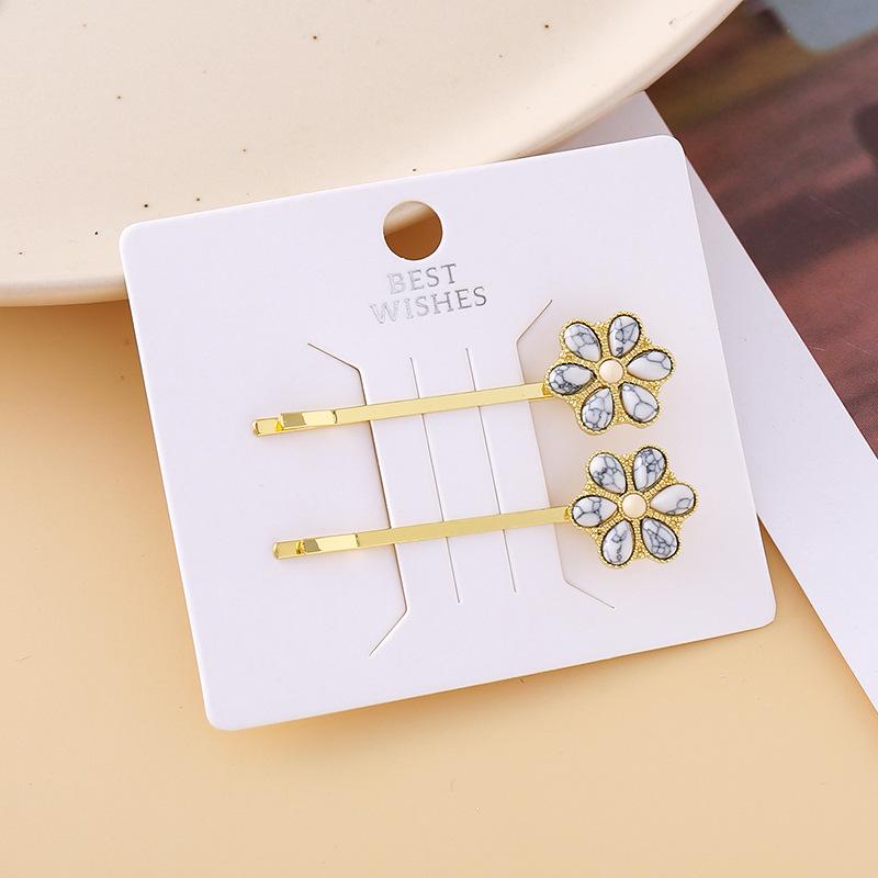 2/3/6Pcs Chinese Style Turquoise Set:Square Heart Flower Drop Blue Turquoise White Turquoise Hairpin Accessories