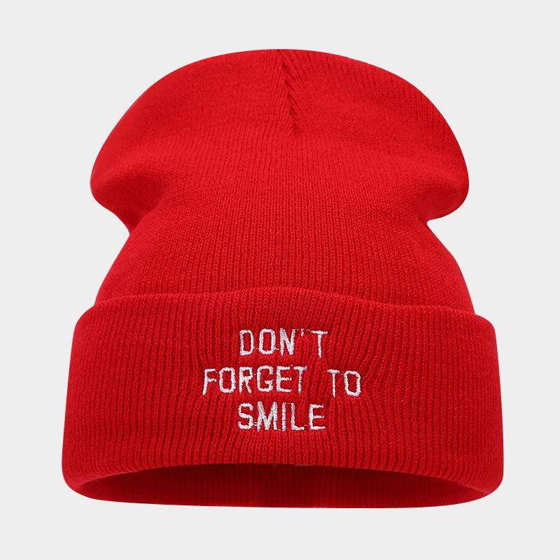 Trendy Brand Fashion Letter Embroidery Knitted Pullover Hat Women's Personality Simple Curling Heap Hat Men's Cold Hat