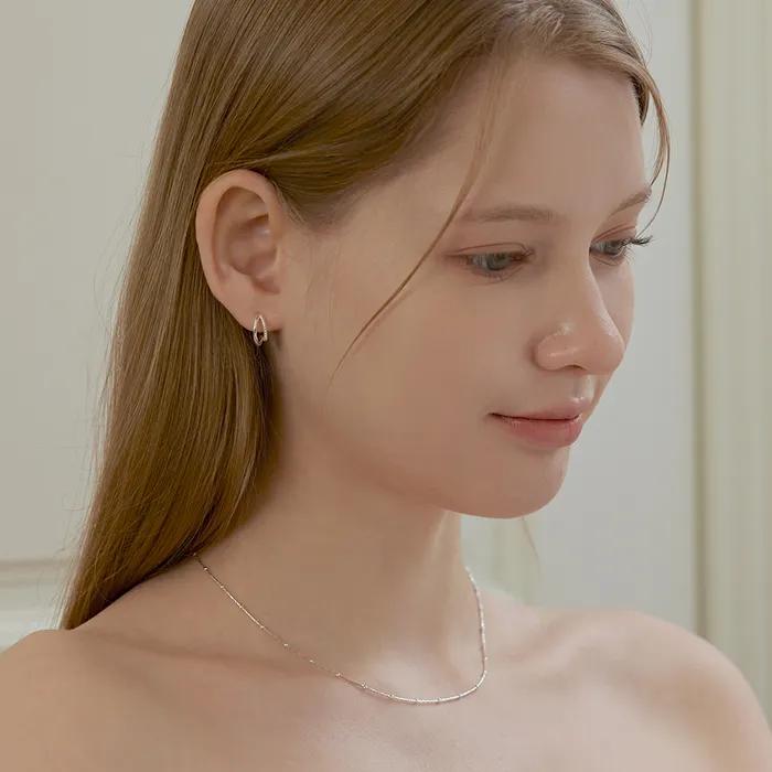 [Silver925] Dot To Line Hoop Earring