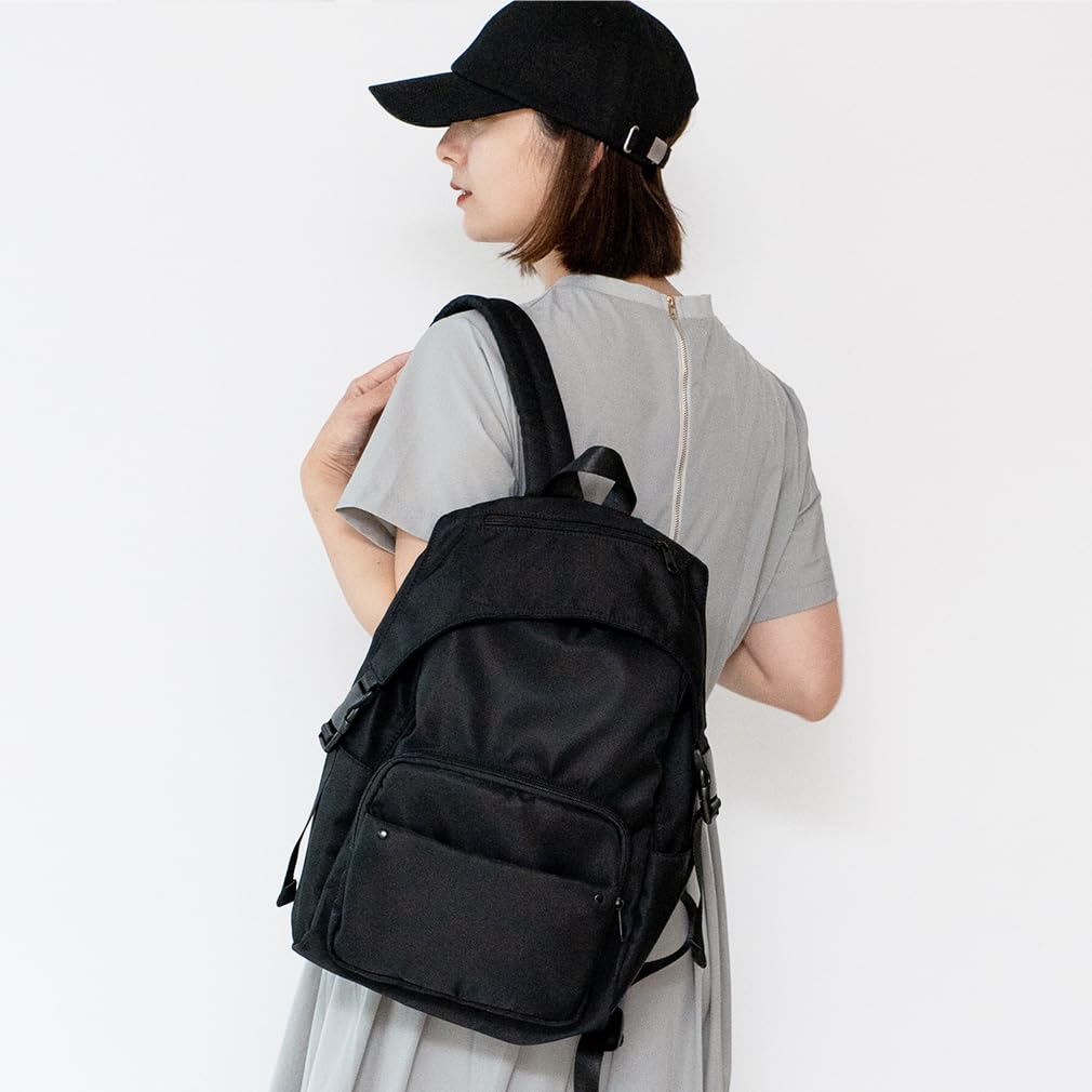 VITAFELICE Damen Nylon Rucksack mit Klappe, binb-z0302y (Schwarz)