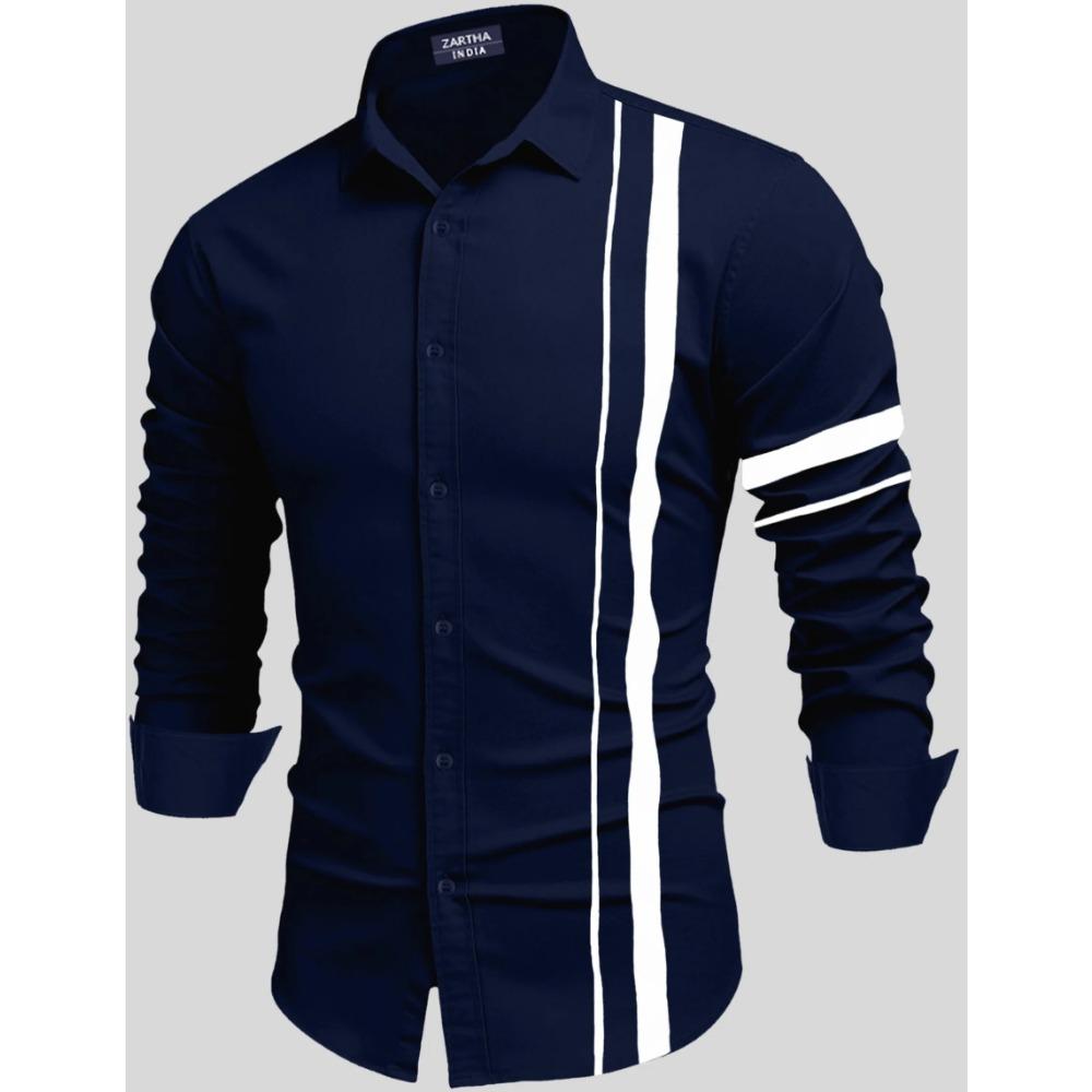 Spring New Men's Shirt 3d Printing All-match Line Printing Long-sleeved Casual Shirt Men's Fashion Casual Lapel Button Shirt