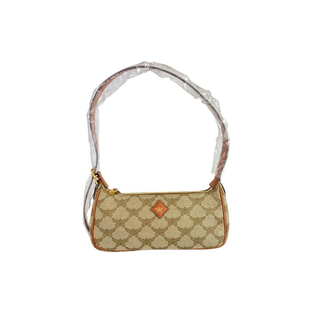 

MCM Iconic Laurel Logo Embossed Jacquard Shoulder Bag Women Shoulder Bag Beige MWSESAC02IG001 Basic Set (Bag+Dust Bag)