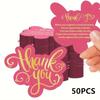 50pcs Thank You Cards For Small Businesses Owners, Pink Mini Business Thank You Cards, for Online Retailers with Insert Notes