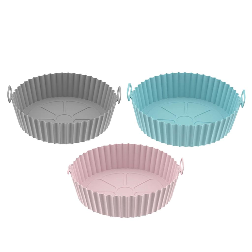 3pcs Round Fryer Silicone Liners Reusable Non Stick Fryer Silicone Pot Liner Reusable Baking Tray