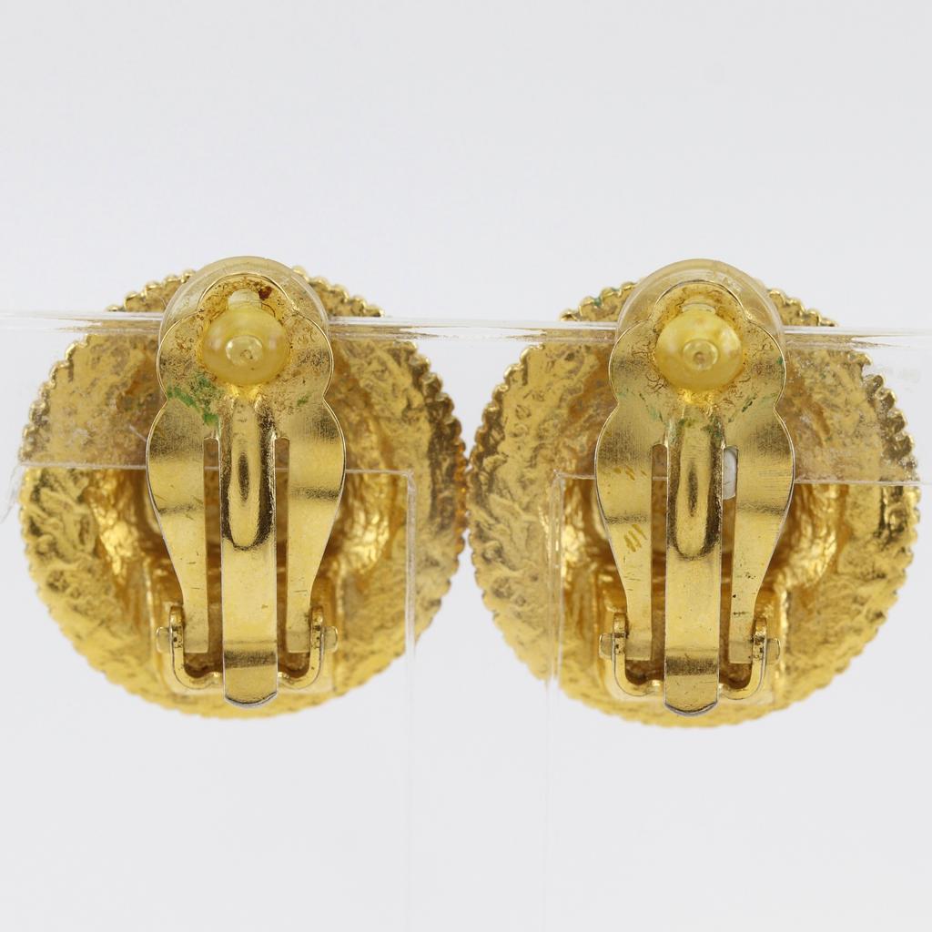 CHANEL COCO Mark Earring vintage Plated Gold 16.6g Women Used