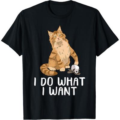 Maine Coon Katze T-Shirt Ich mache was ich will Katzenhemd Lustiges Katzen-T-Shirt