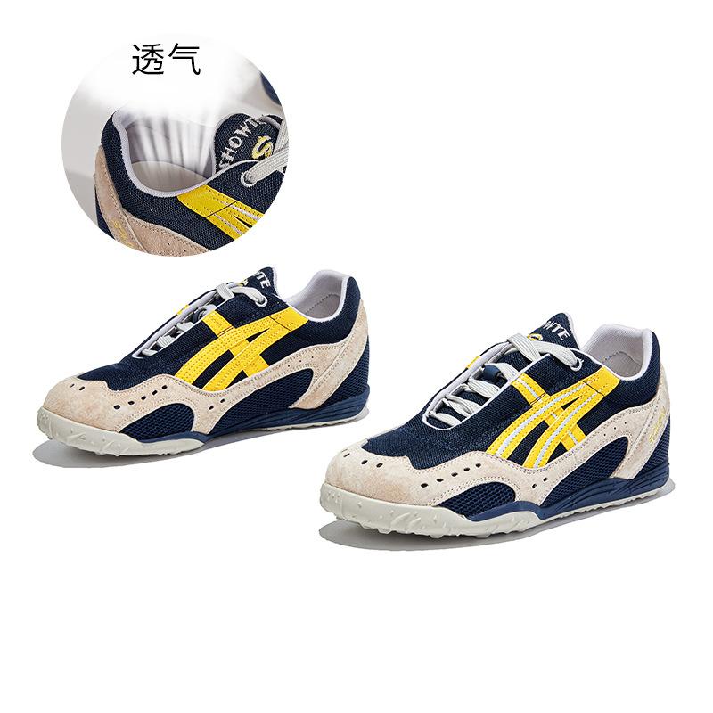 

Inner height increase 3.5cm leather Forrest Gump shoes retro German training shoes sports women s shoes autumn 2025 new waffles 35 синій