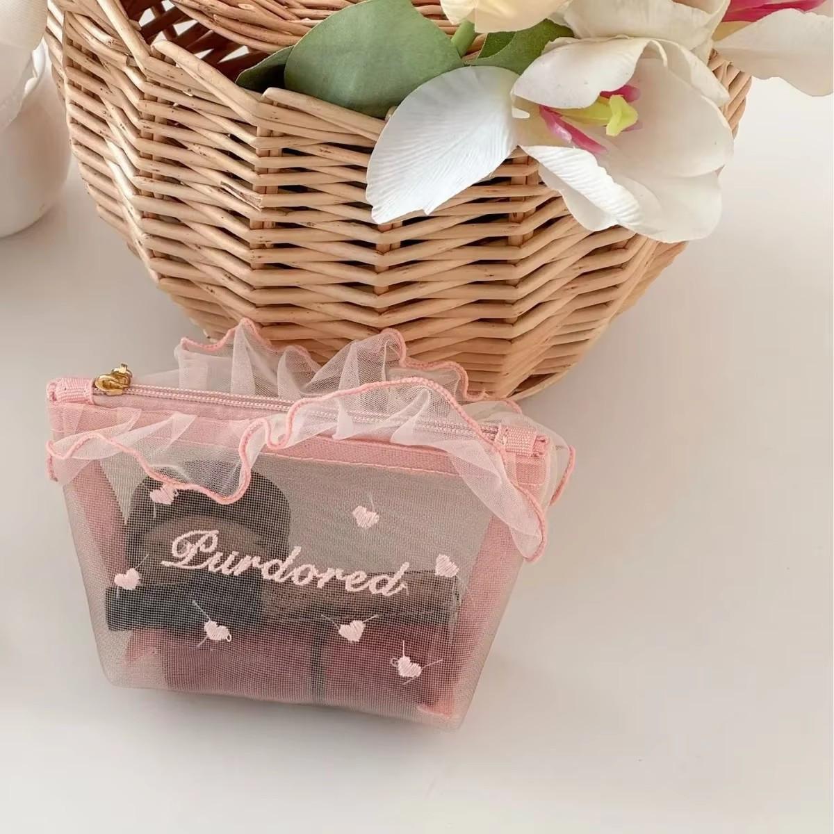 

Студенческий прозрачный сетчатый пенал Ins Travel Cosmetic Organizer для женщин Косметичка для губной помады и кистей для хранения сумок