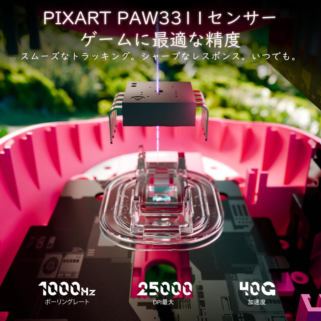 ATTACK SHARK G3 Wireless Gaming Mouse, Ultra-Lightweight (59g ±3g), BK52820 Chipset, 25000 DPI, PAW3311 Sensor, 3 Modes (WiredBluetooth2.4GHz),