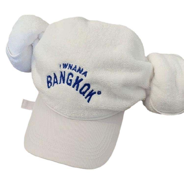 

Embroidery Letter Sauna Hat Adjustable Horned Baseball Hat Girl Travel Headwear Fashionable Horn Sauna Hat 1