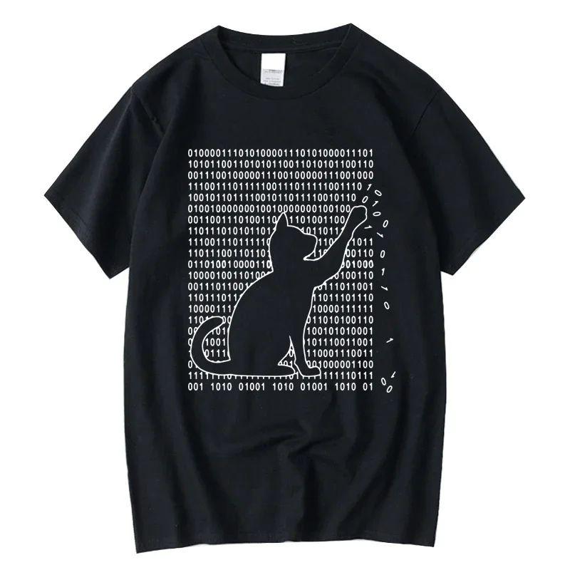 Harajuku Creatief Ontwerp Top Gothic Top Grappige Coole Kat Ontwerp Print Katoen Los Korte Mouw Casual T-shirt