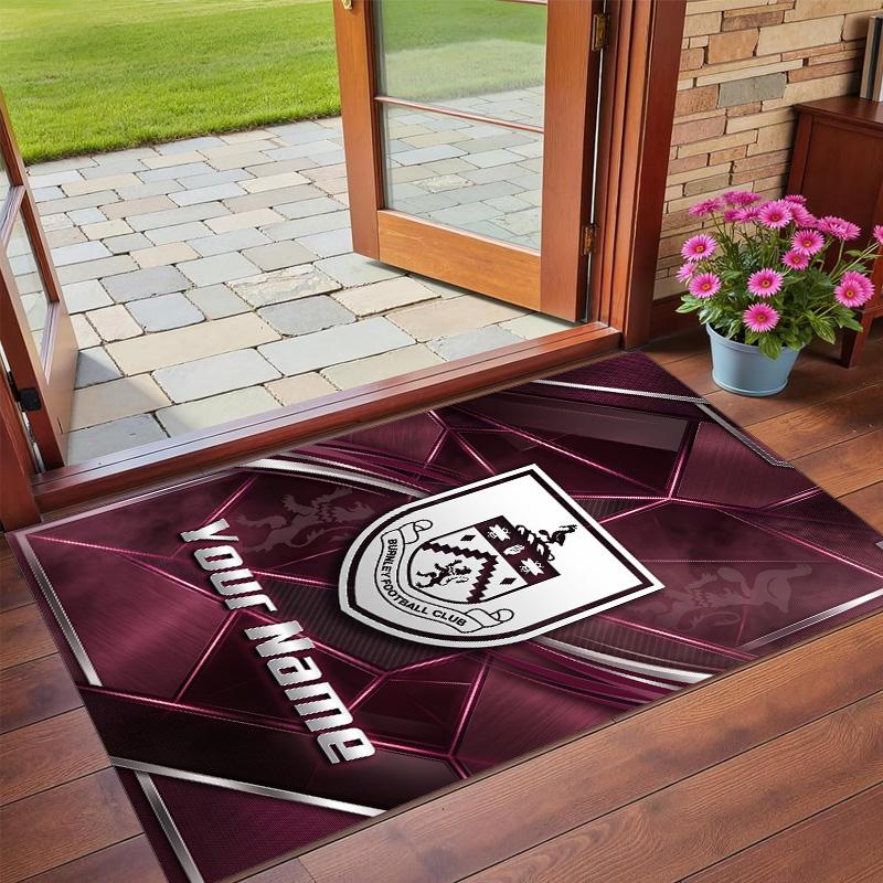Crystal Velvet Rug Custom Name Text, Soft Non Slip Floor Mat Home DecorBurnley Football