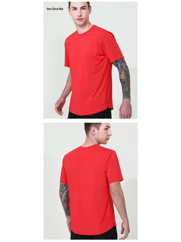 Men's Quick-Dry Breathable Round Neck Sports T-Shirt for Summer Fitness and Outdoor Running