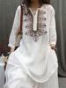 Plus Size Casual Embroidered Cotton-Linen Shirt: Spring & Autumn Retro Style