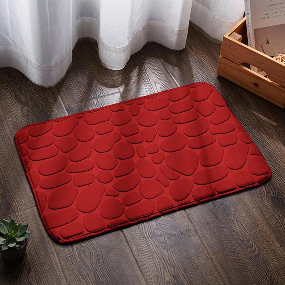 Memory Foam Embossed Velvet Carpet Bathroom Living Room Non-Slip Mat Cobblestone Floor Mat