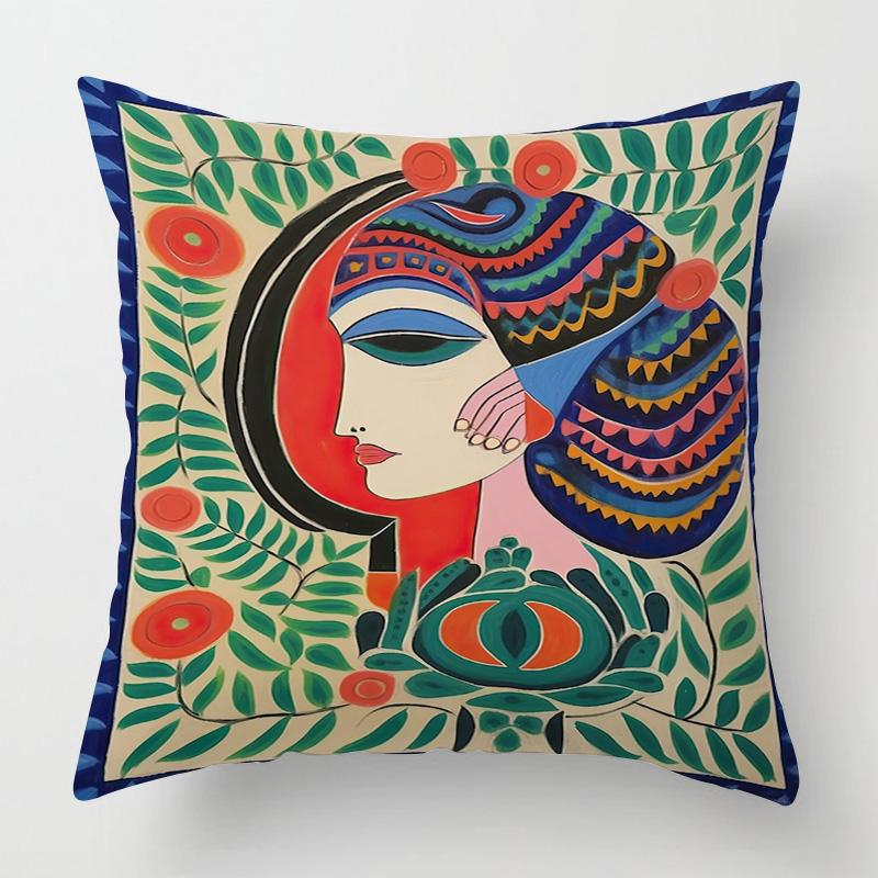 Vintage Figuren Illustrations Kissenbezug 45x 45cm Schlafzimmer Sofa Dekokissenbezug Vier Jahreszeiten Universal Vielfalt optional