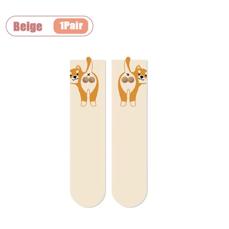 Whimsical 3D Dog Egg Sock Abstract Puppy Pattern Breathable Comfortable Unisex Crew Length for Casual Wear Party Gift All Season