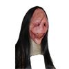 Halloween Horror Demon Mask With Long Hair Red-faced Devil Mask With Exposed Teeth